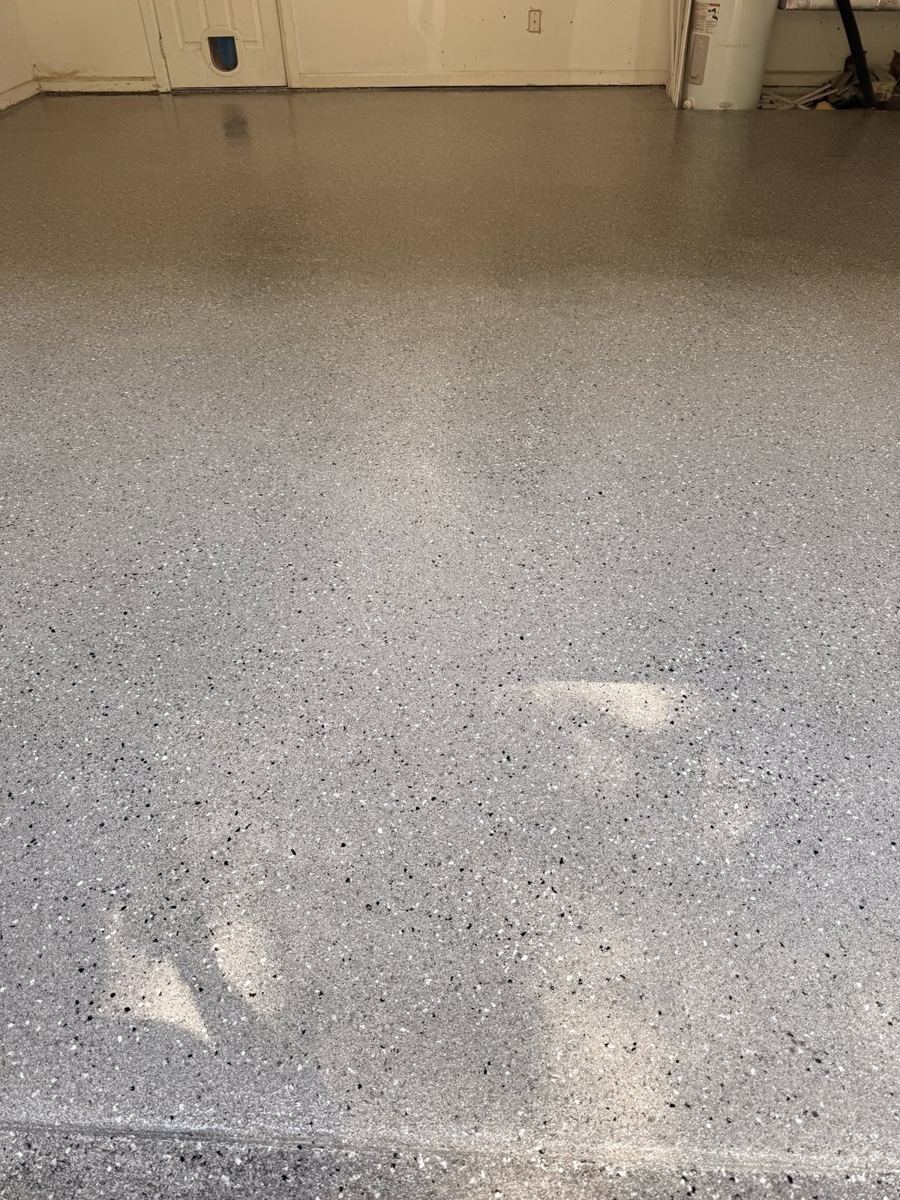 Epoxy Evolution finished decorative flake garage floor