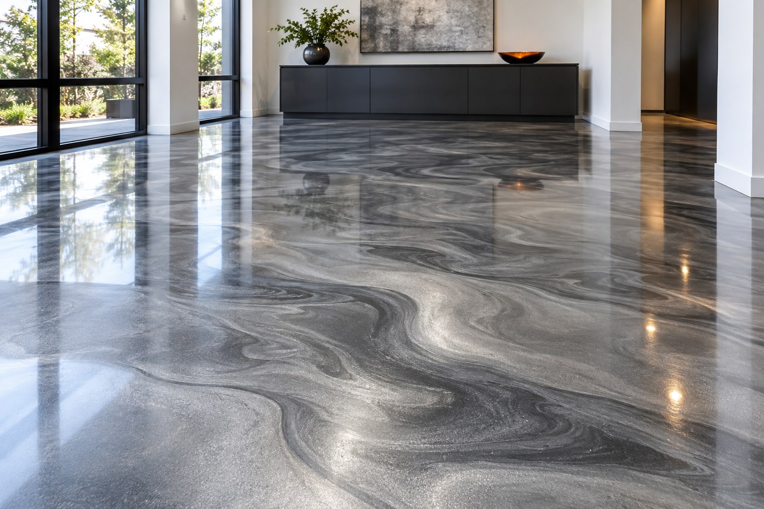 Illustrative example of a metallic epoxy finish